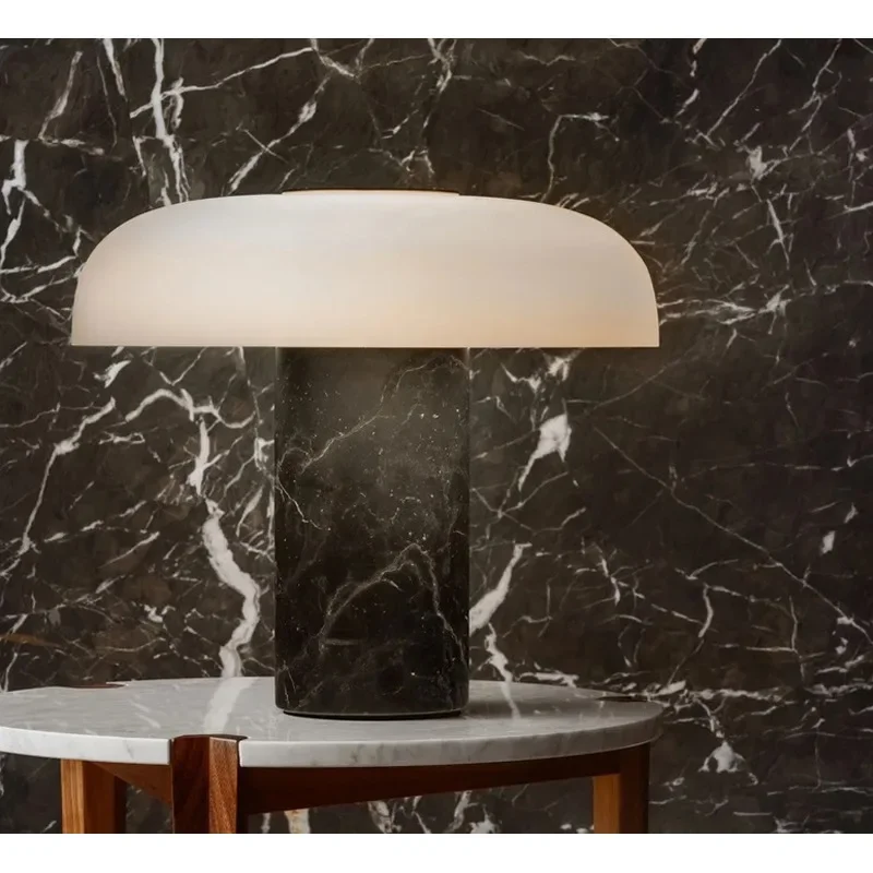 

Light luxury marble table lamp designer style model room bedside hotel black and white table lamp