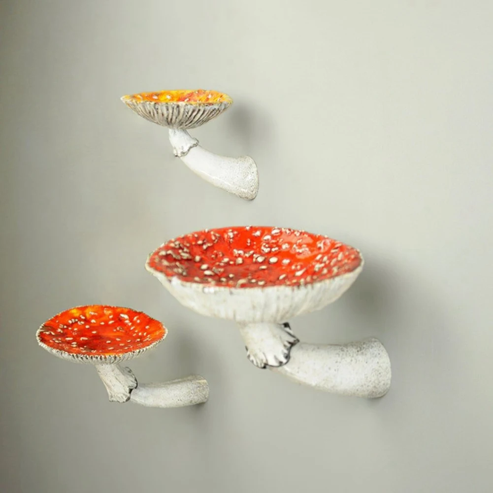 3PCS Mushroom Hanging Shelf Wall Floating Shelf Hanging Decor Shelves for Bedroom, Living Room, Bathroom and More