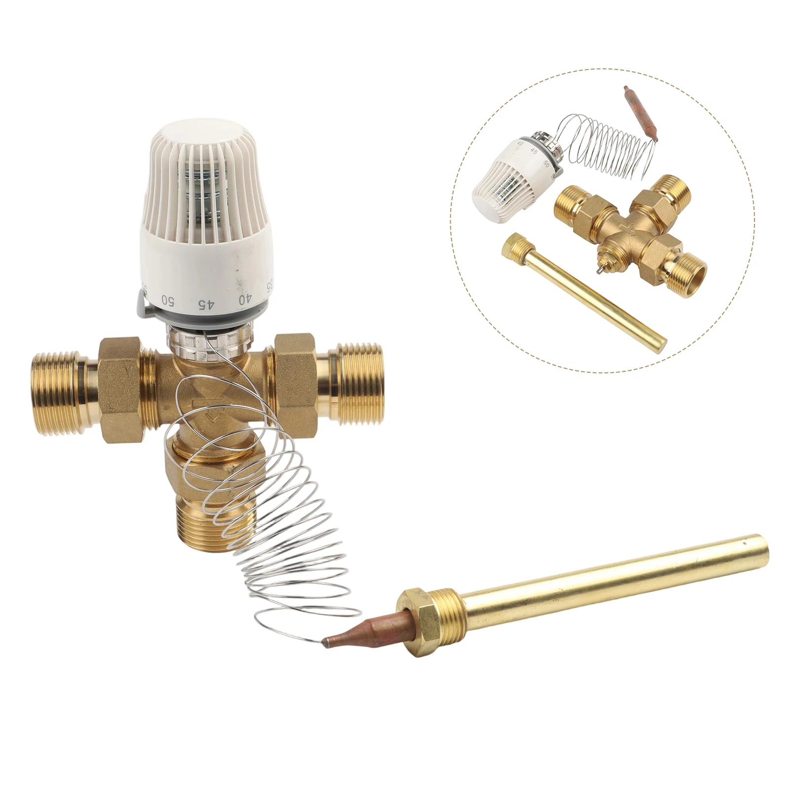 

Hydraulic Diverter Valve 1 inch with External Temperature Sensing Three Way Valve for Heating Systems Brass Construction