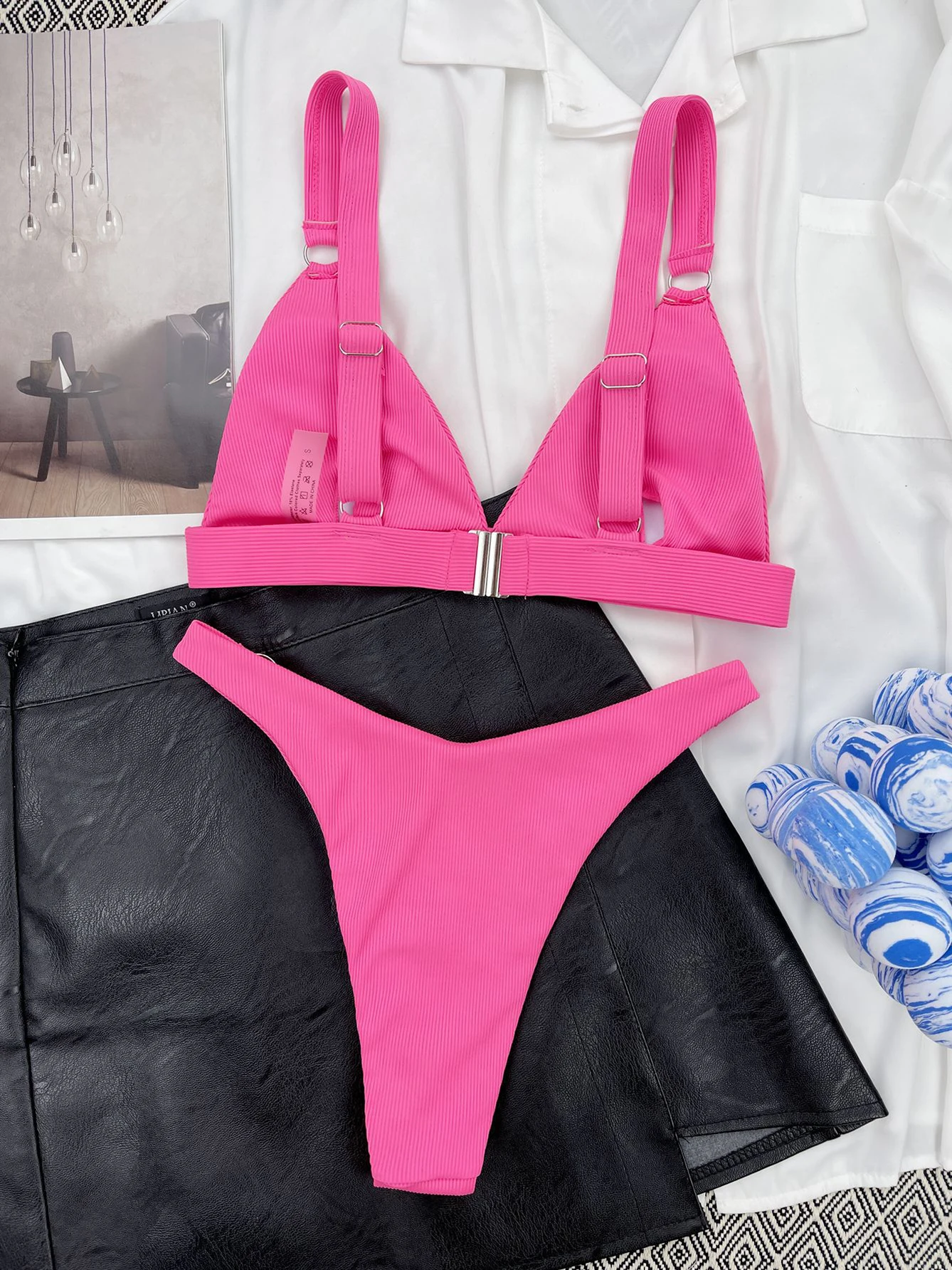 Imagem -06 - Conjunto de Biquíni Feminino Sexy Costela Moda Praia Maiô de Praia Maiô Push up 2023