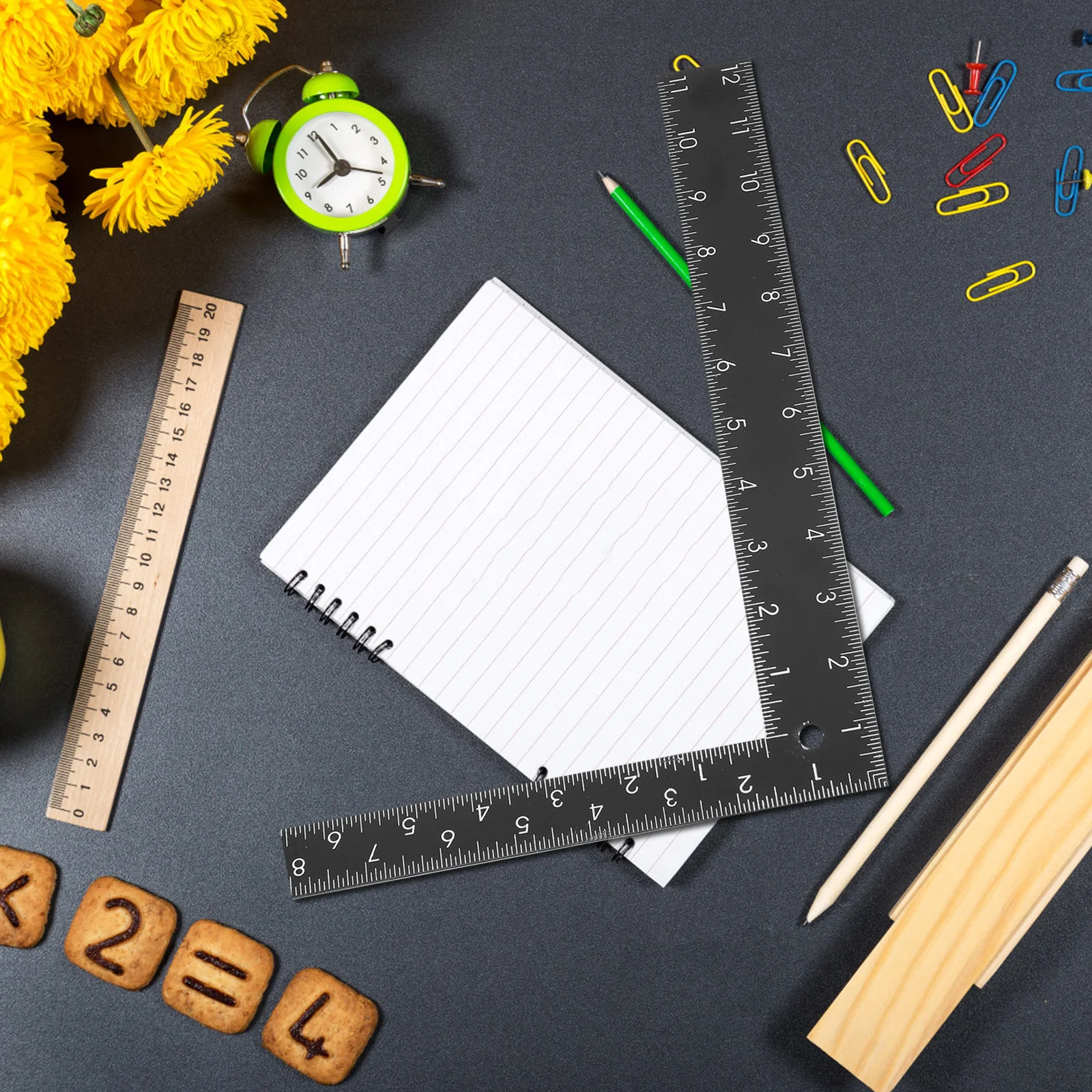 2Pcs Steel L-Shape Ruler Heavy Duty Engineer Square Ruler for Construction Home Office School Use Precision Measuring Tool