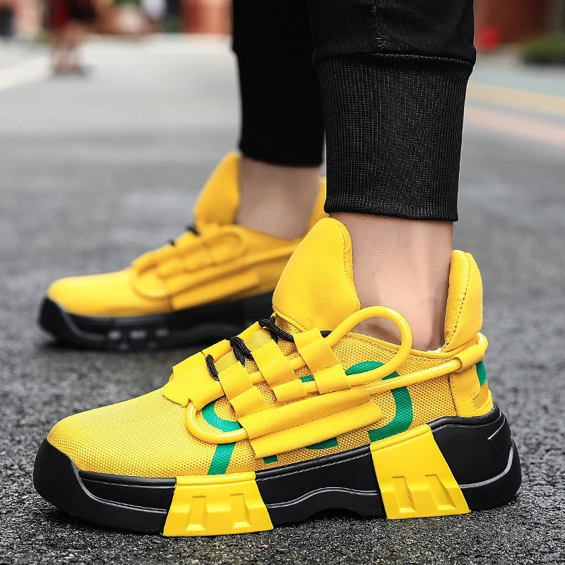 

Fashion Men's Yellow Sneakers New Design Men Platform Sneakers Comfortable Breathable Men's Casual Sneakers Zapatillas De Hombre