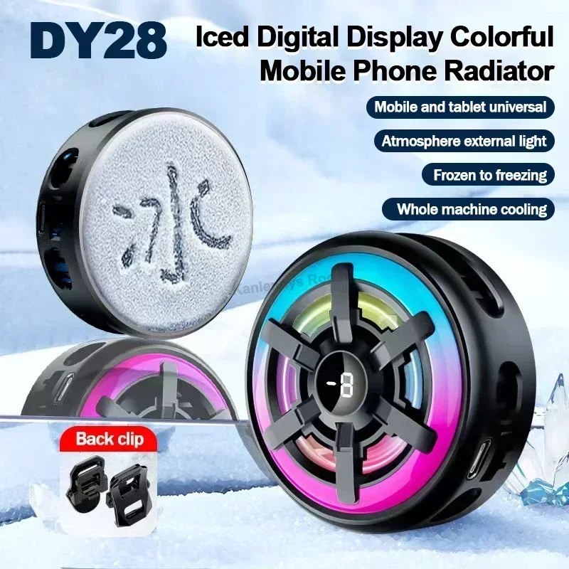 

DY28 Frozen Mobile Phone Cooler Semiconductor Magnetic Back Clip Radiator for IOS Android Tablet PUBG Digital Display Heat Sink