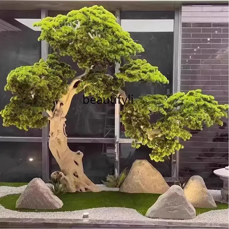 Chinese Style Artificial Greeting Pine Fake Trees Landscape Hotel Lobby Decoration Interior Landscape Modeling