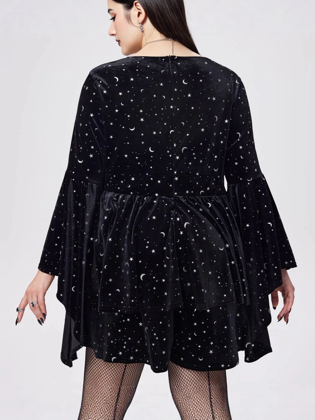 반짝이는 스팽글 드레스 브이넥 몸매를 돋보이게 하는 드레스 긴 소매 휴일 파티 드레스 레트로 보헤미안 로맨틱 시크 이브닝 가운