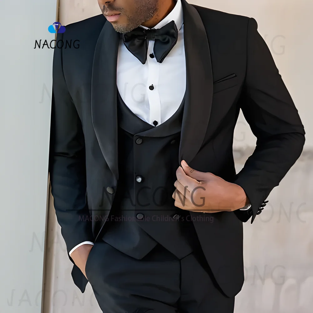 

Men's Suit 3-piece Jacket Pants Vest Blazer for Groom Wedding Tuxedo Slim Fit Elegant Men Suit