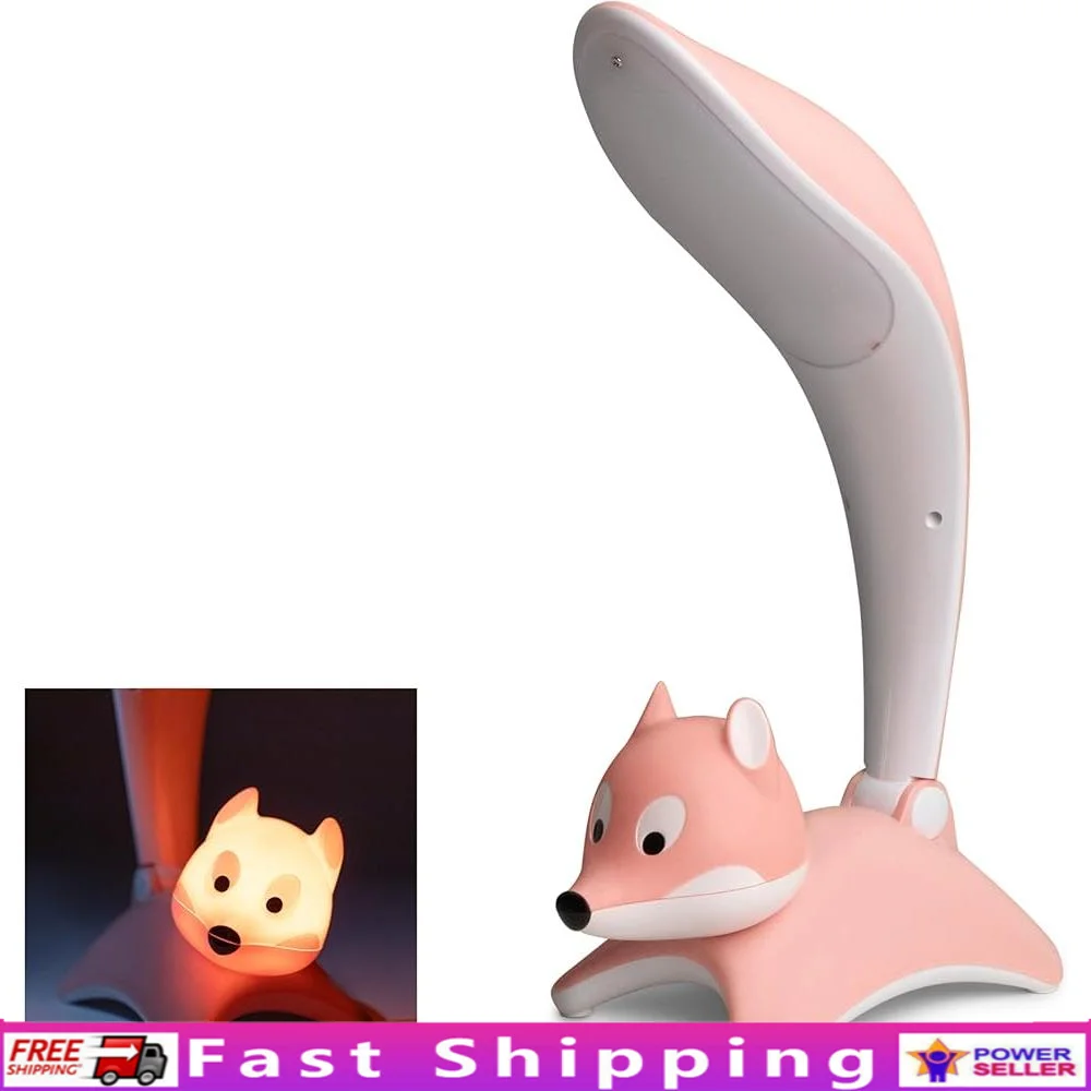 

Cute Fox LED Desk Lamp Eye-Caring Night Light Dimmable Reading Study Decor Gift Kids Teens and Students
