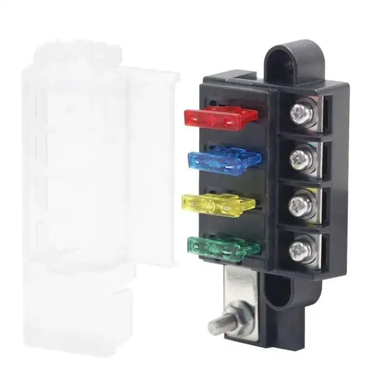 

Waterproof 100A 32V 4 Way Blade Relay Box Holder With 20A Medium Fuse For Automotive Car Boat