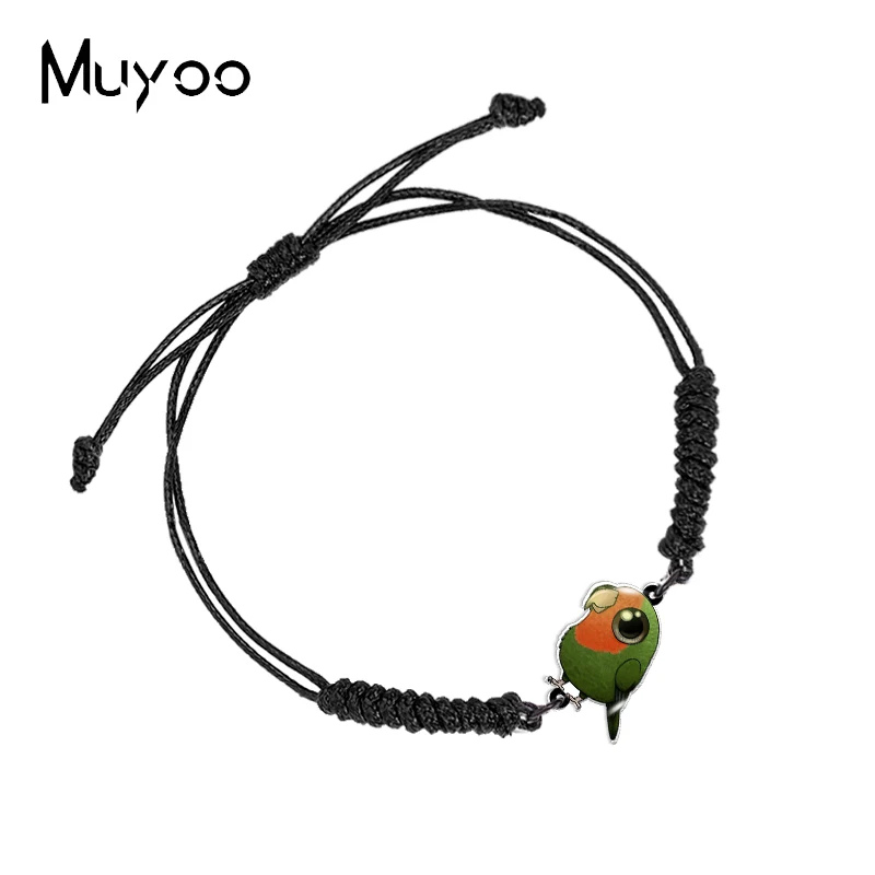 2022 New Cute Parrots Cockatiel Parakeet Canary Parrots Adjustable Rope Bracelets Handmade Epoxy Resin Acrylic Weave Bracelets