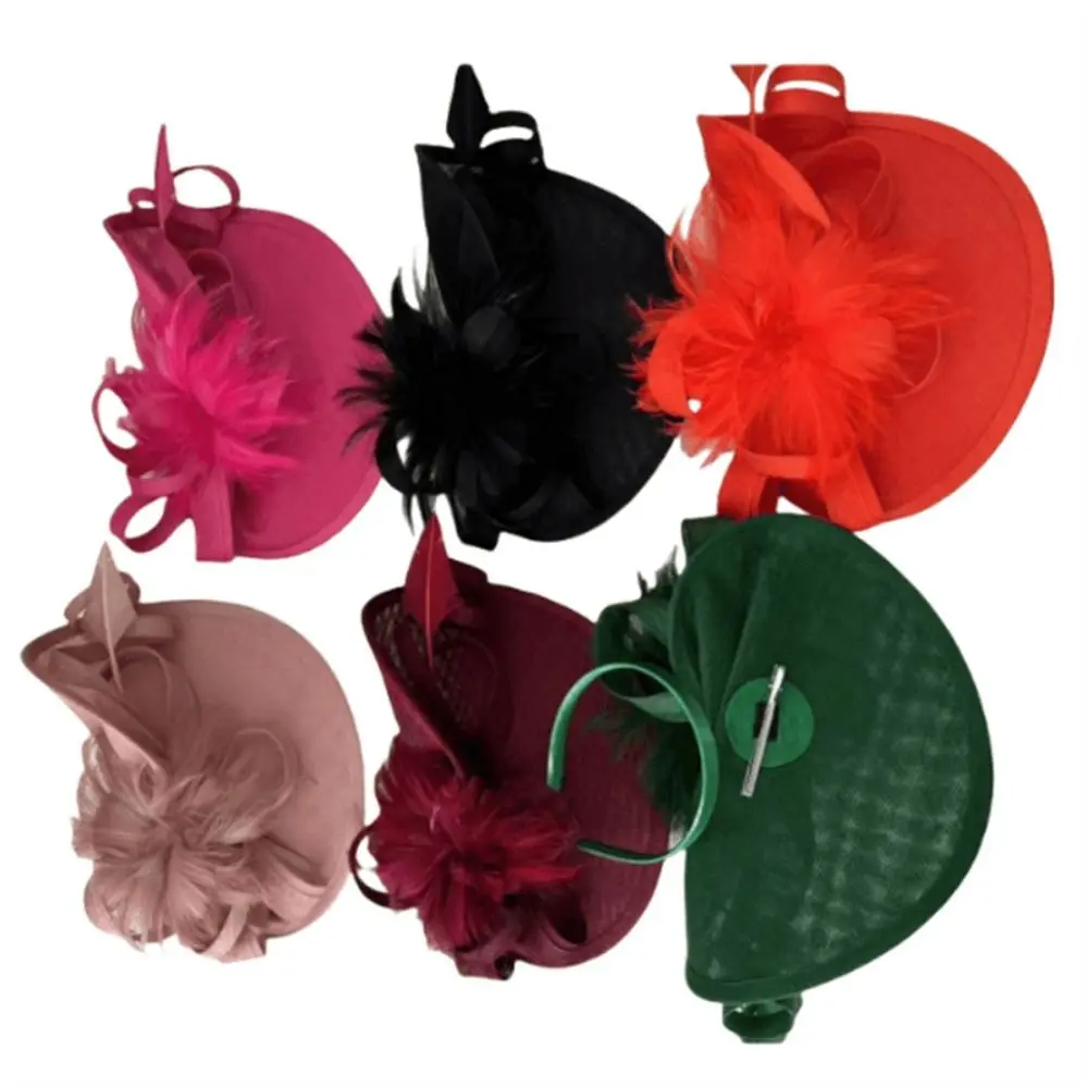 Exquisiter Feder-Fascinator-Hut für Partys, Eleganter Französischer Vintage-Kentucky-Hut mit Schleife, Retro-Teeparty-Hut, Hochzeits-Hut – Detail 1