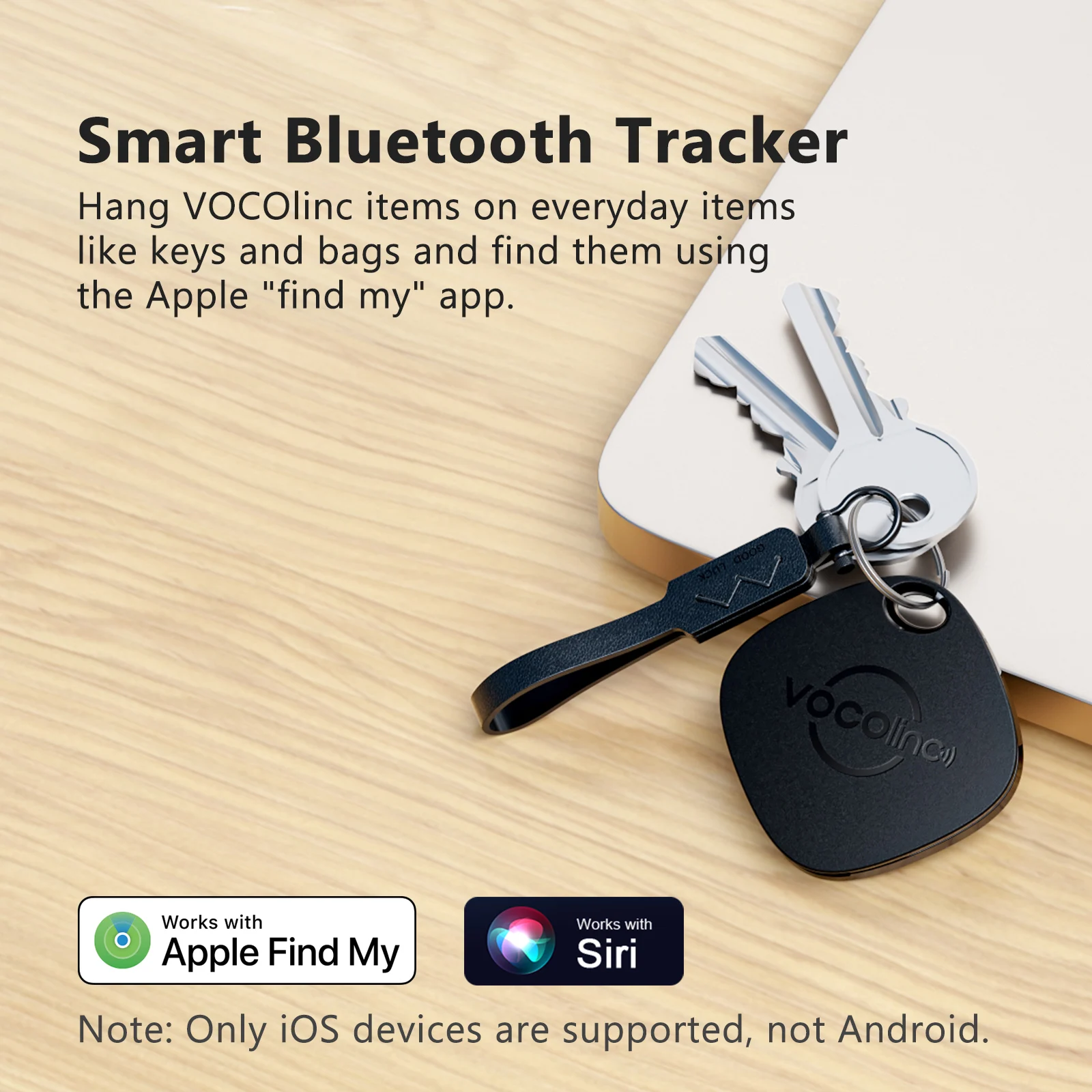 4 قطعة VOCOlinc Mini Smart Tag Car Wallet Key Finder Find My App (iOS فقط) جهاز تعقب بلوتوث مضاد للفقدان