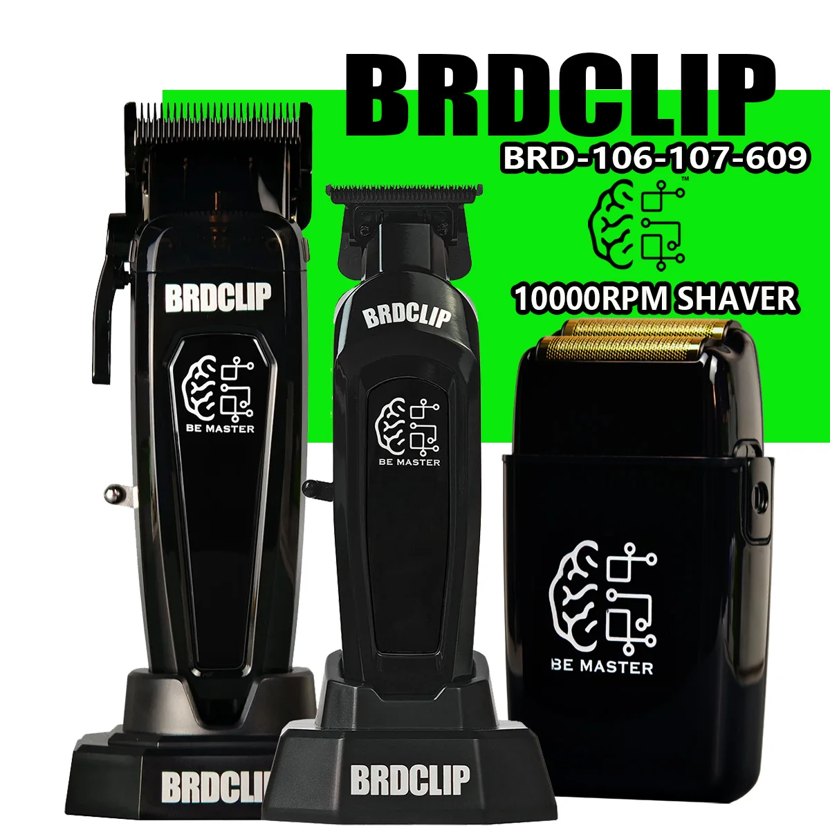 

BRDCLIP 106 107 609 Профессиональная мужская машинка для стрижки волос 5-уровневый электрический триммер 10000 об/мин Парикмахерская бритва DLC Лезвие с зарядной базой
