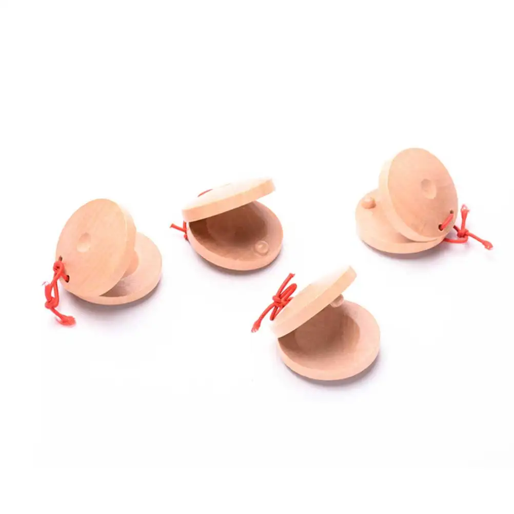 

4 Pcs Wooden Castanets Instruments Musical Children Toys Finger Early Education