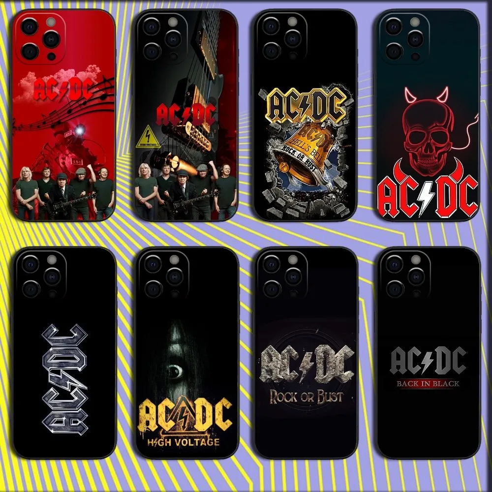 Music Band-C-ACDC-A Phone Case For iPhone 16,15,14,13,12,11,Pro,X,XS,Max,XR,Plus,Mini Soft Black Cover