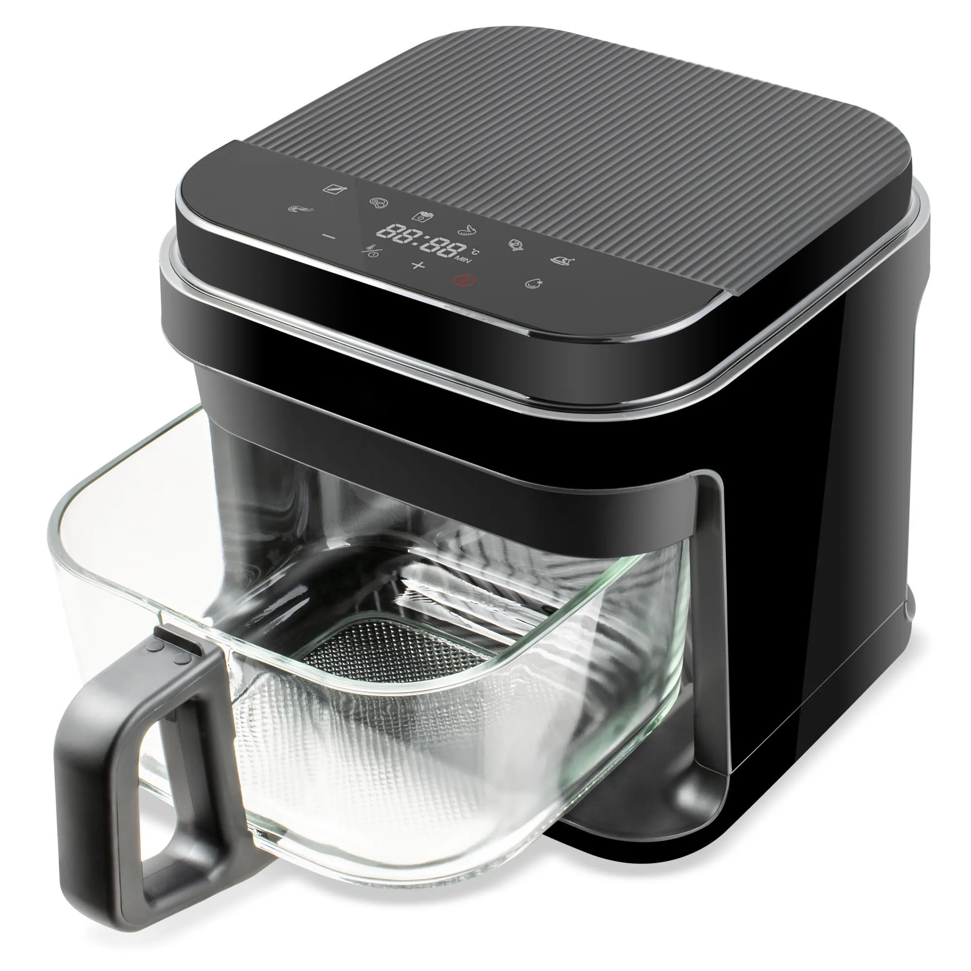 Professional Dual Heating 360 Visible Digital Air Fryer 8 Smart Cooking Programs Healthy Electric Smart Air Fryer Glass Tray