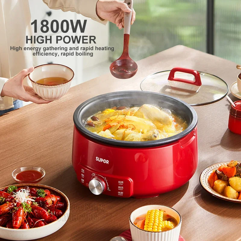 SUPOR 220V Multi Cookers Split Deep pot Electric Pot 1-5 People Household Non-stick Pan Hot Pot Rice Cooker Cooking Appliances