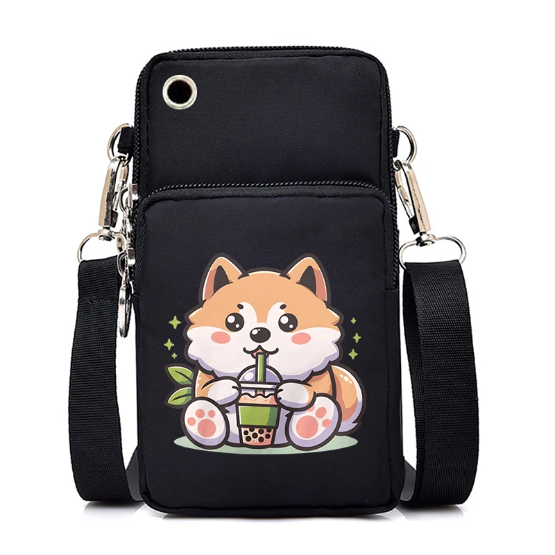 Panda Love Boba Tea Print Women Crossbody Shoulder Bags Wallets Cell Phone Purse Cartoon Anime Purses and Handbags Small Bags