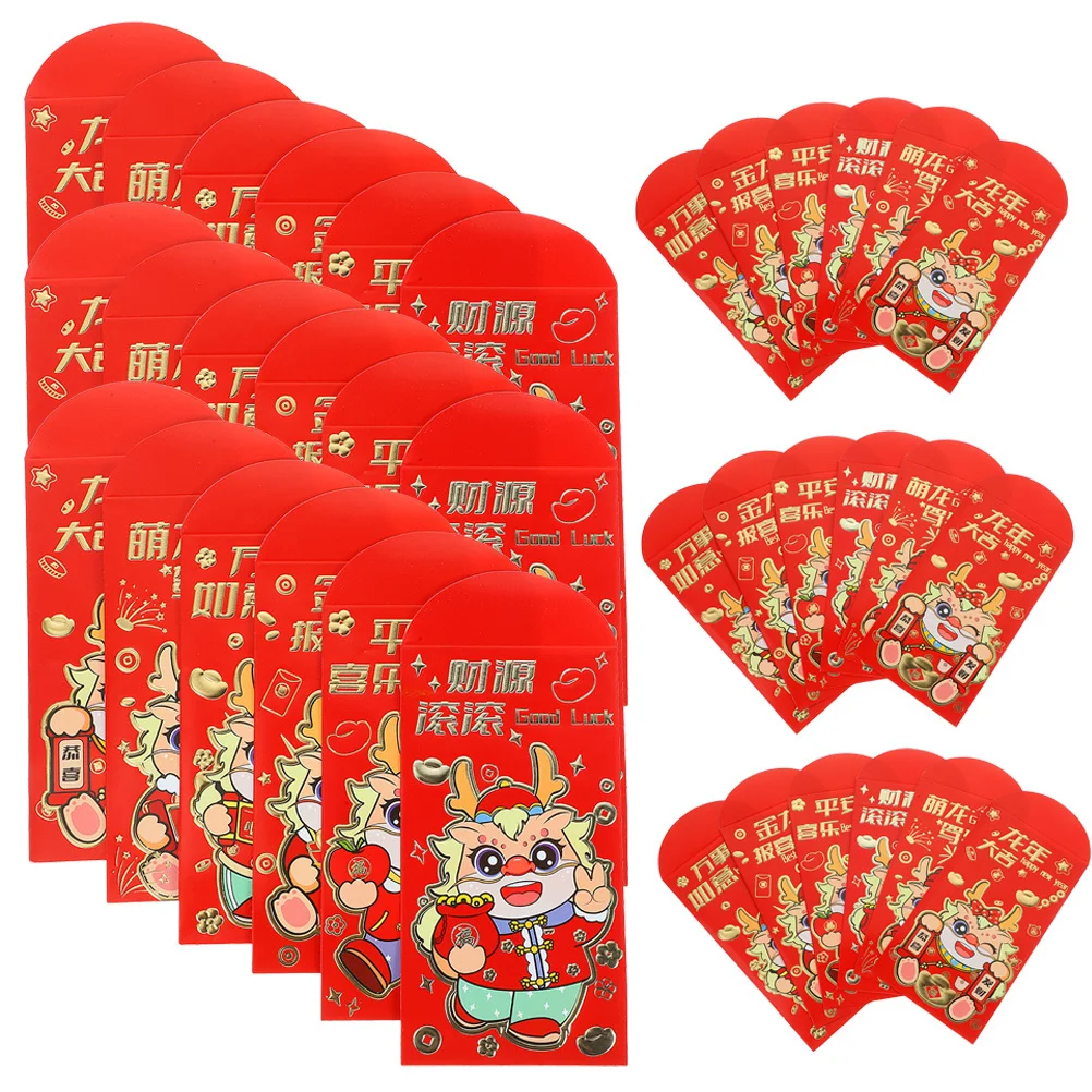 36Pcs Red Envelopes Chinese New Year Lucky Money Bags Thickened Paper Traditional Red Pockets Spring Festival Gift