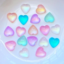 50Pcs New Cute Mini Bright Heart Shape Resin Figurine Crafts Flatback Cabochon Ornament Jewelry Making Hairwear Accessories