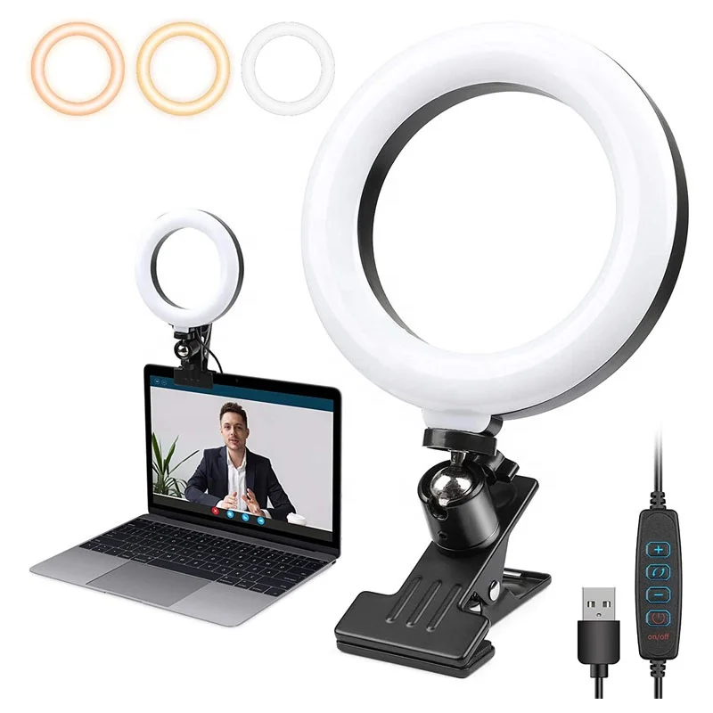 

6 Inch Adjustable Professional Video Conference Lighting Selfie Led Photography Ring Light for Laptop Computer Desktop sourcing