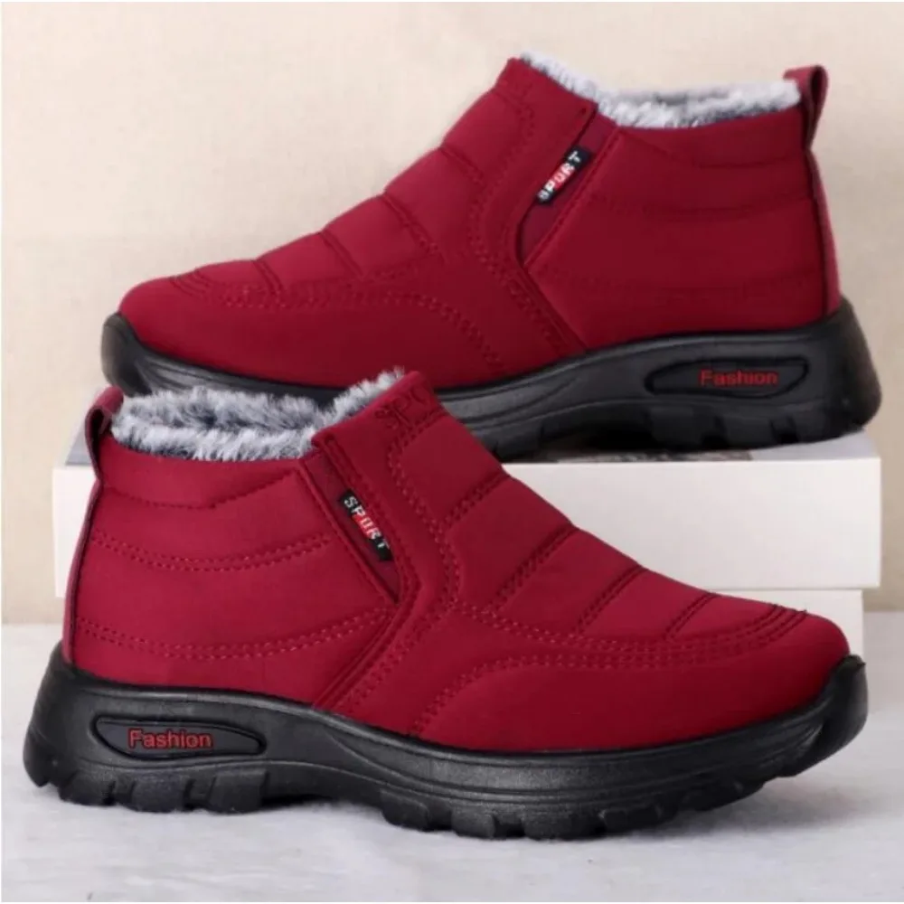 Winter Boots Snow Hiking Boots Women Men Outdoor Warm Fur Lined Waterproof Snow Ankle Boots Winter Barefoot Shoes