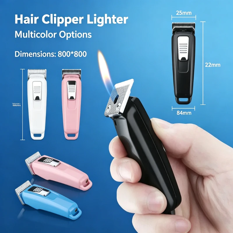 

Novelty Mini Hair Clipper Design Lighter Butane Fuel Open Flame Portable Unique Gift for Male Smokers cigarette accessories Tool
