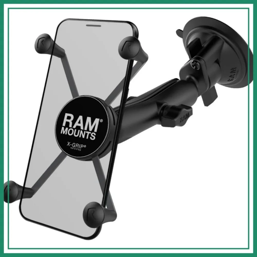 

Large Phone Windshield Mount with Long Arm - Twist-Lock Suction Cup, Spring-Loaded X-Grip, Universal for Big Cell Phones