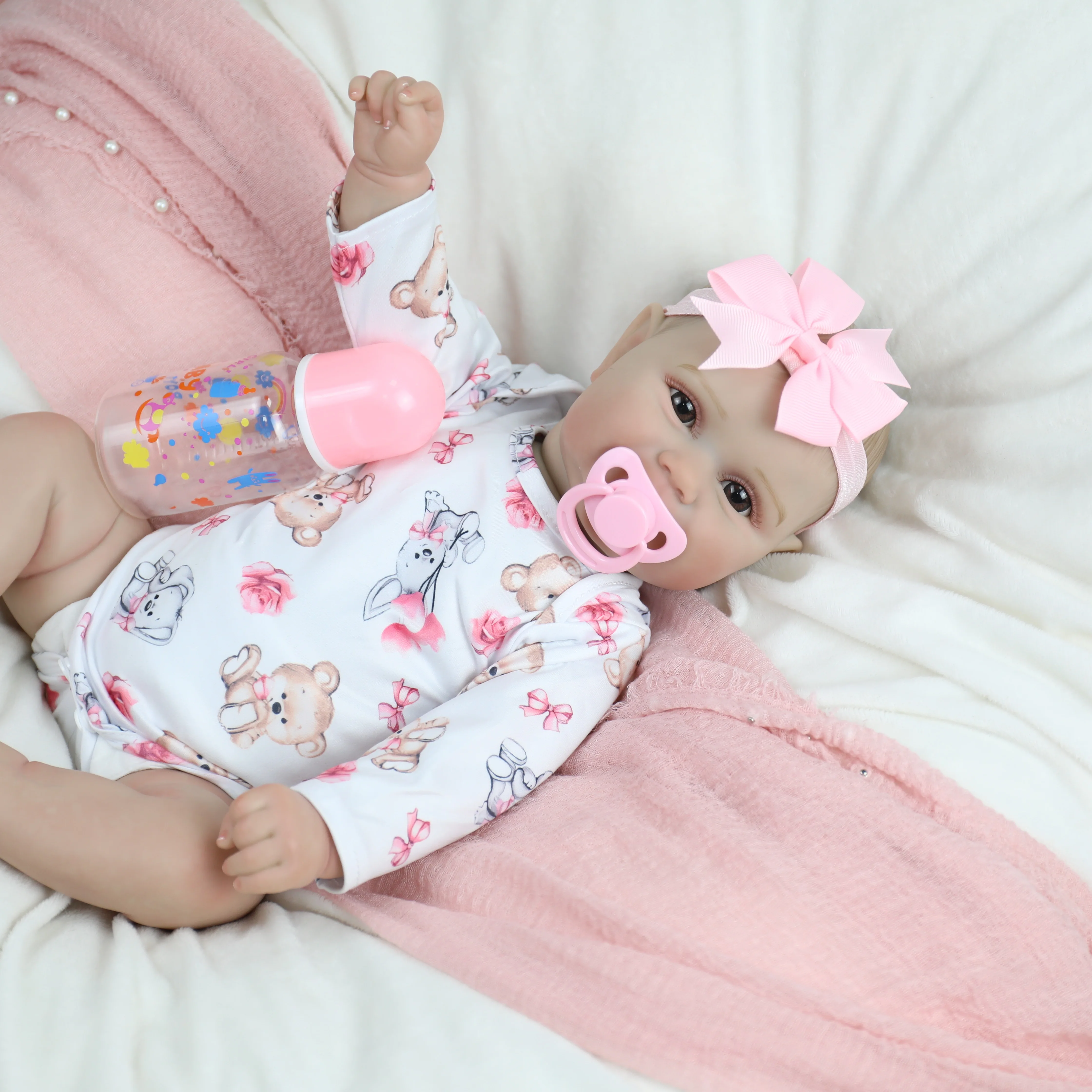 20 بوصة الانتهاء من تولد من جديد دمية طفل مادي ابتسامة فتاة باليد مفصلة رسمت الأوردة المرئية نابض بالحياة الفن دمية عيد الميلاد لعبة الهدايا #4