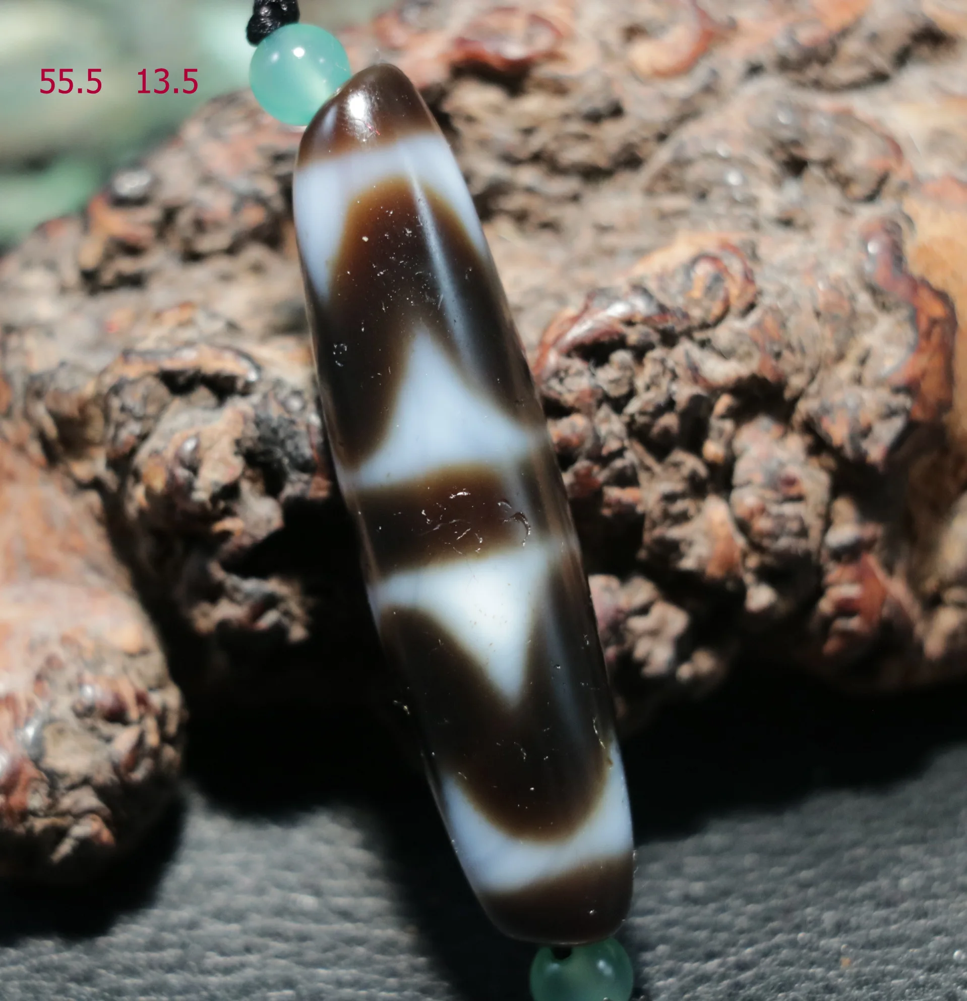 Magic Power Energy Tibetan Old Agate Double Tiger Tooth dZi Bead Amulet Pendant Top 3A+ Timestown UPD210825A1