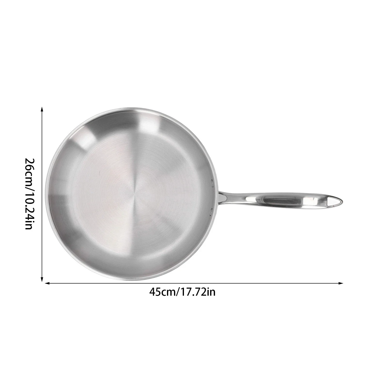 مقلاة من الفولاذ المقاوم للصدأ مقلاة مطبخ غير لاصقة مع مقبض سميك مناسبة لجميع المقالي غير اللاصق