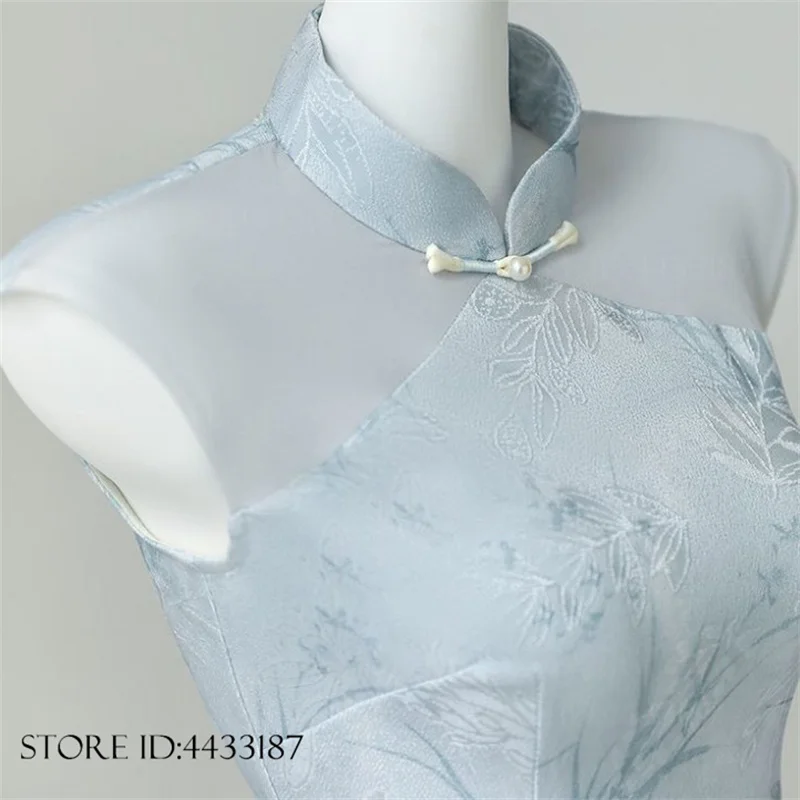 Retro Improvement Cheongsam Summer Jacquard Slim Qipao New Chinese Style Neck Hanging Dress Waist Reducing Slimming Dresses
