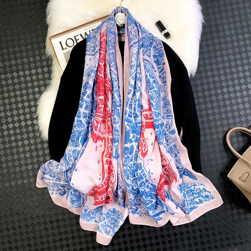 

2023 New Fashion Summer Women cotton Scarf flower Beach Hijab Shawls and Wraps Female Foulard Echarpe Designer Bandana