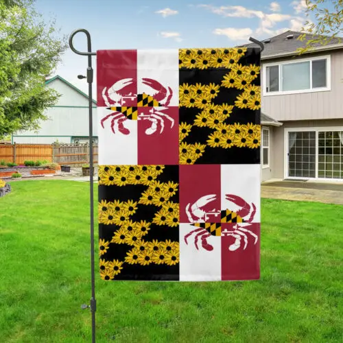 Maryland State Crab and Black-eyed Susan Flower Maryland Flag Garden Flag