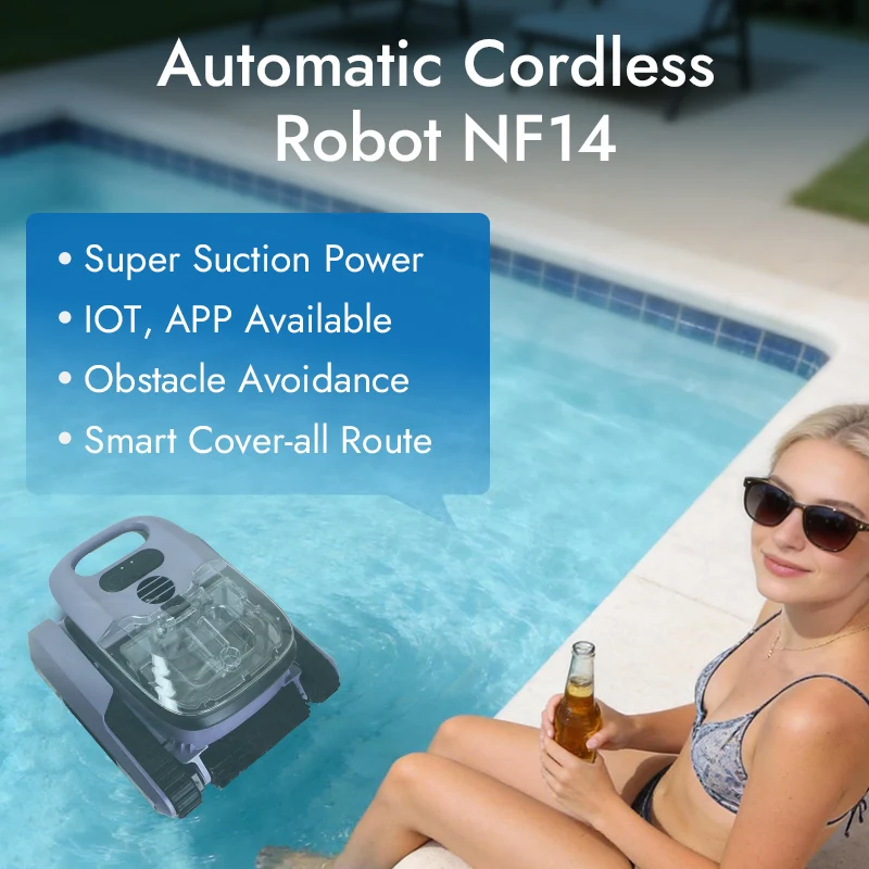 NF14 Automatic High Quality Portable Pool Robot Vacuum Cleaner with High Efficiency for In-Ground & Above-Ground Pools