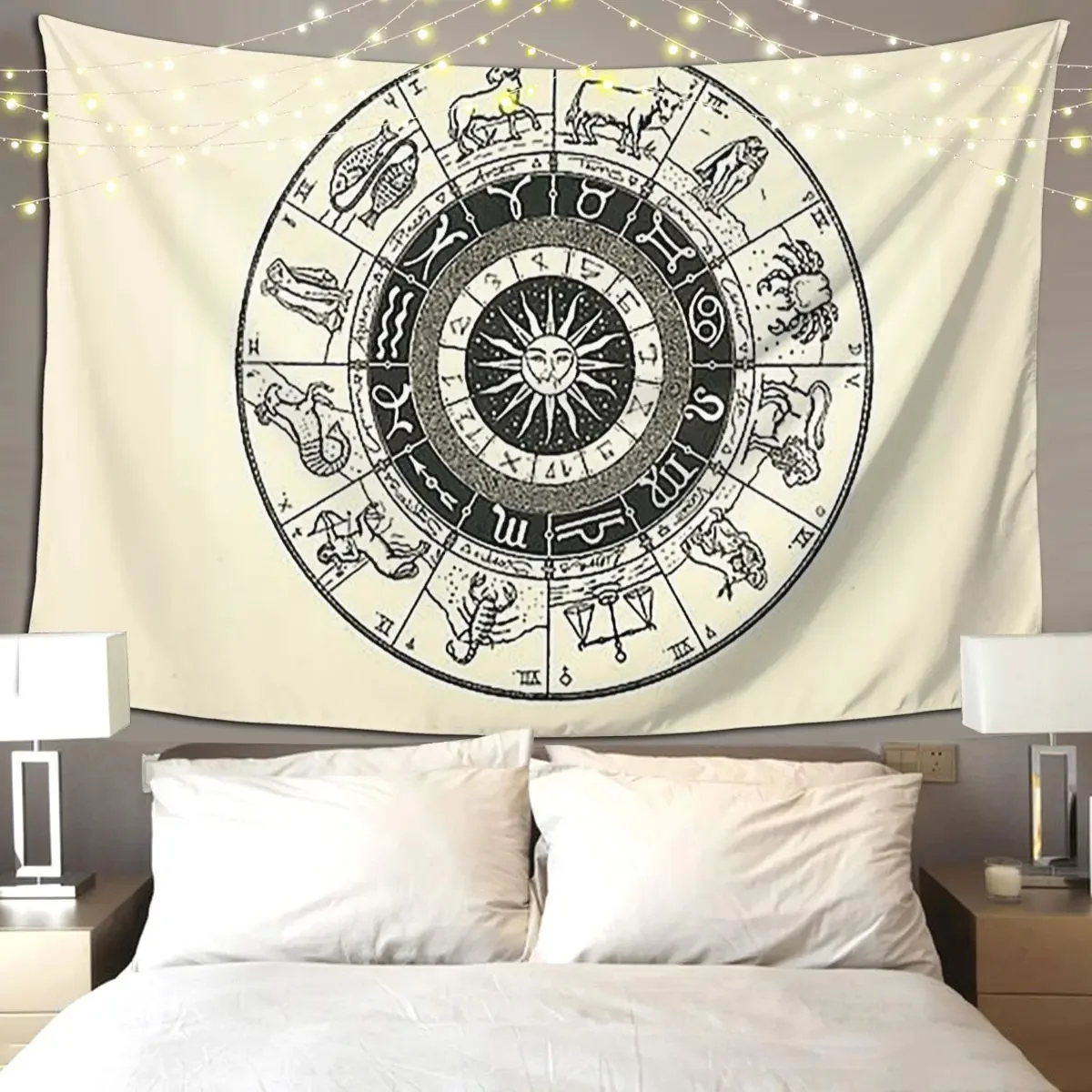 Vintage Zodiac And Astrology Chart Royal Tapestry Funny Wall Hanging Aesthetic Home Tapestries for Living Room Bedroom Dorm Room