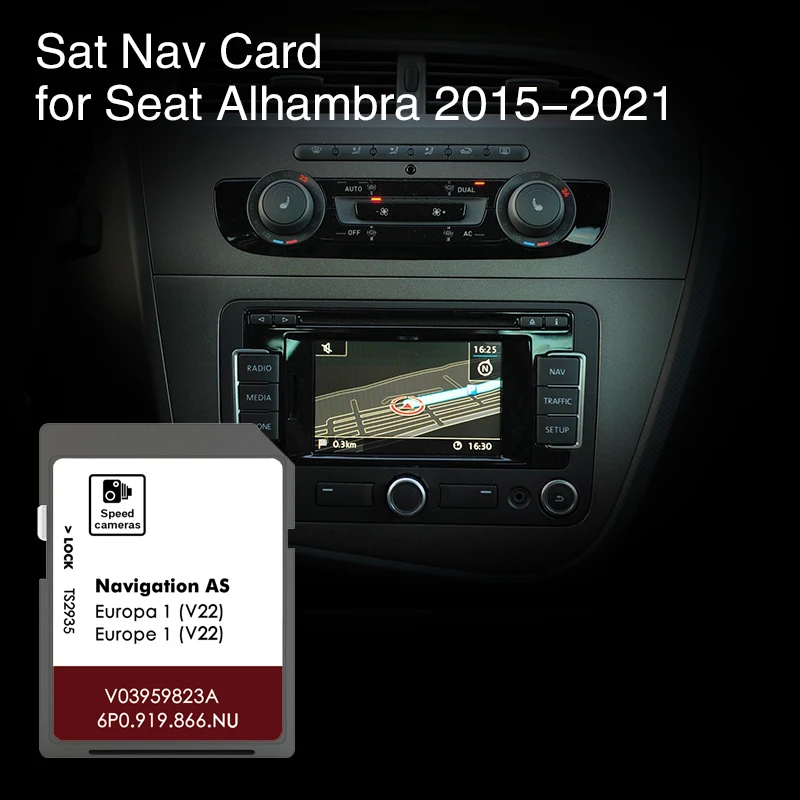 

for Seat Alhambra Navi System 2015-2021 Car Navigation SD Card MIB2 AS V22 Map Cover Netherlands Germany France GPS Card