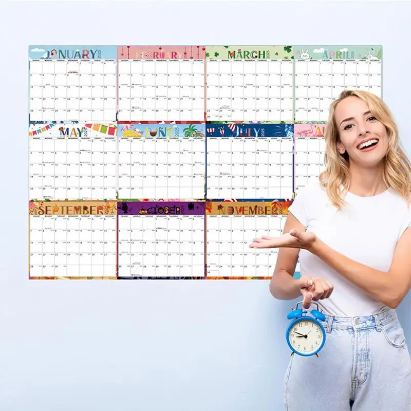 2025 Yearly Wall Calendar January 2025-December 2025 Monthly Calendar 2-Sided Erasable Calendar For Holidays To-do List ＆