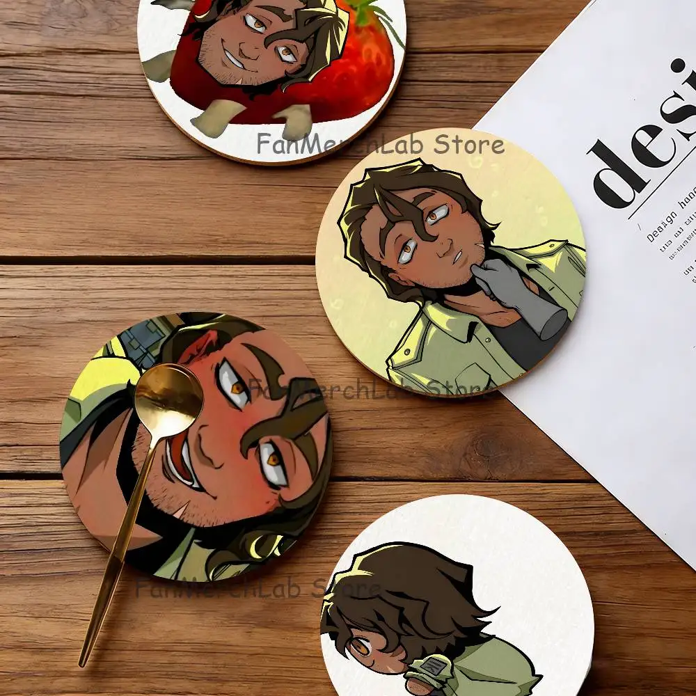 

B-Boyfriend to D-Death Anime Wood Coaster Set - Heat Resistant For Tea & Coffee, Home Cafe Decor Holiday Gift
