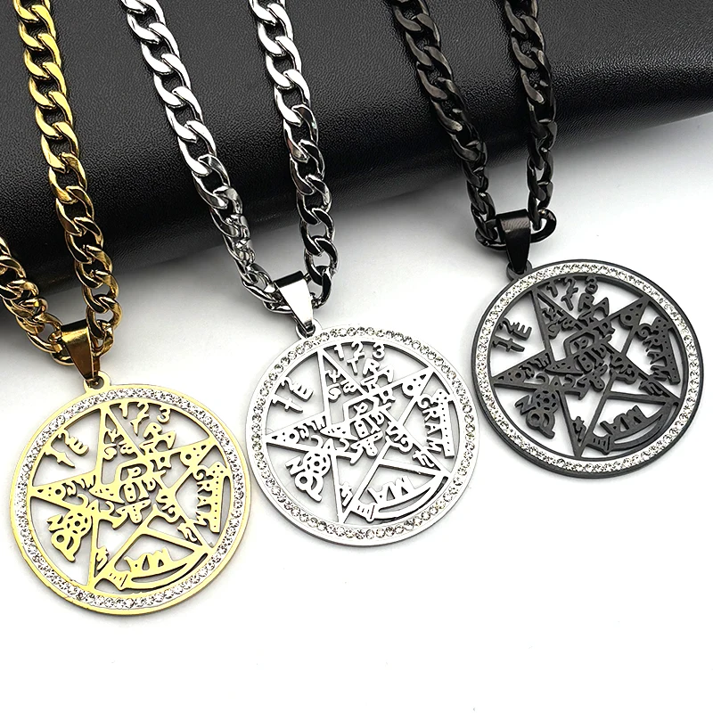 Hexerei Tetragrammaton Pentagramm Halskette Stern Lange Edelstahl Halskette Schmuck Esoterik und Hexerei Artikel N131