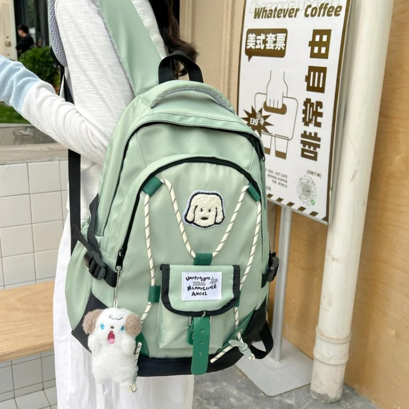 Nylon Zipper Backpack One Size Macaron Color Cute Girl Street Travel Backpack Daily Travel Lightweight Backpack