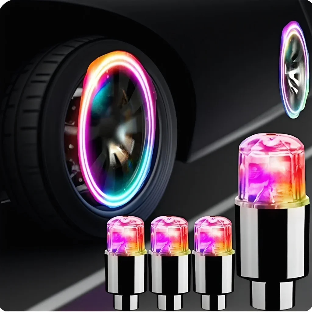 Bicycle Tire Valve Cap LED Lights, Colorful Flash Wheel Lights for Auto Car Motorcycle, Bike Wheel Accessories