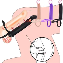 이중 침투 항문 구슬 페니스 딜도 바이브레이터, 여성용 섹스 토이, Bdsm 질 클리토리스 자극기 마사지, 에로틱 섹스 샵