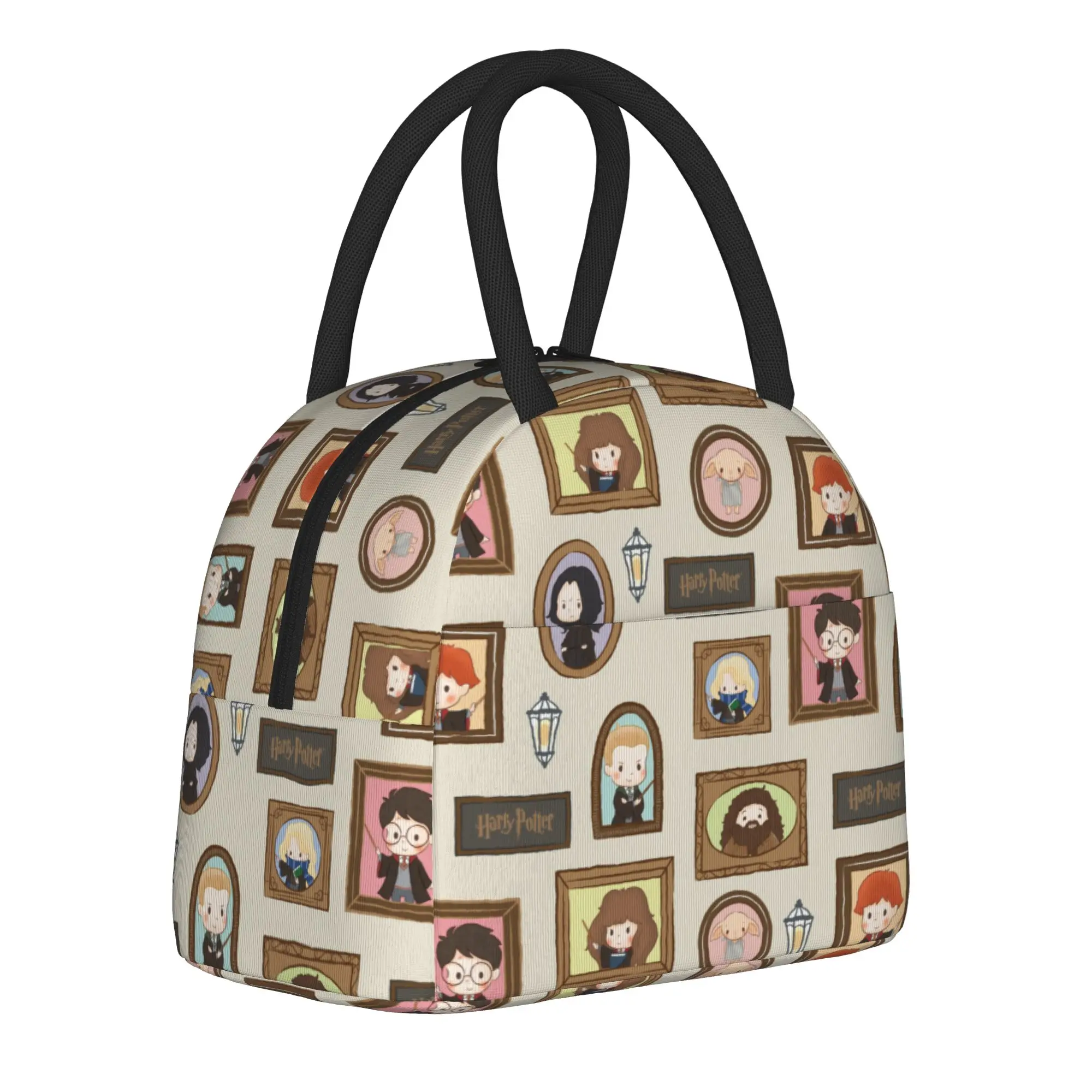

Potter's Magic School Chibi Picture Frame Pattern Insulated Lunch Bag Thermal Bag Lunch Container Large Tote Lunch Box Girl Boy