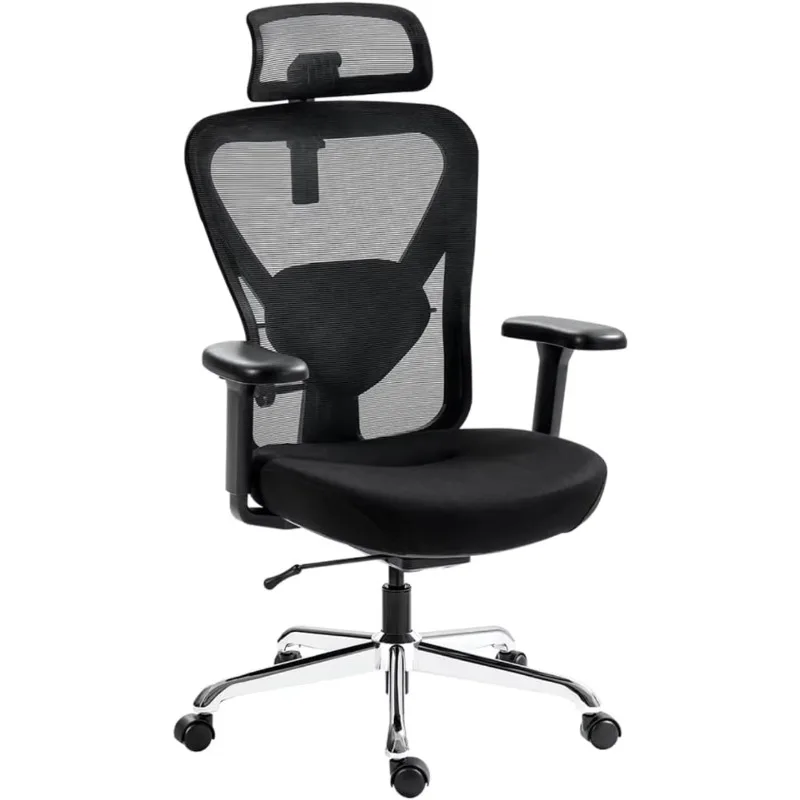 

Q1 Ergonomic Office Chair with Back Support - Adjustable Home Office Desk Chair with Headrest, (Black)