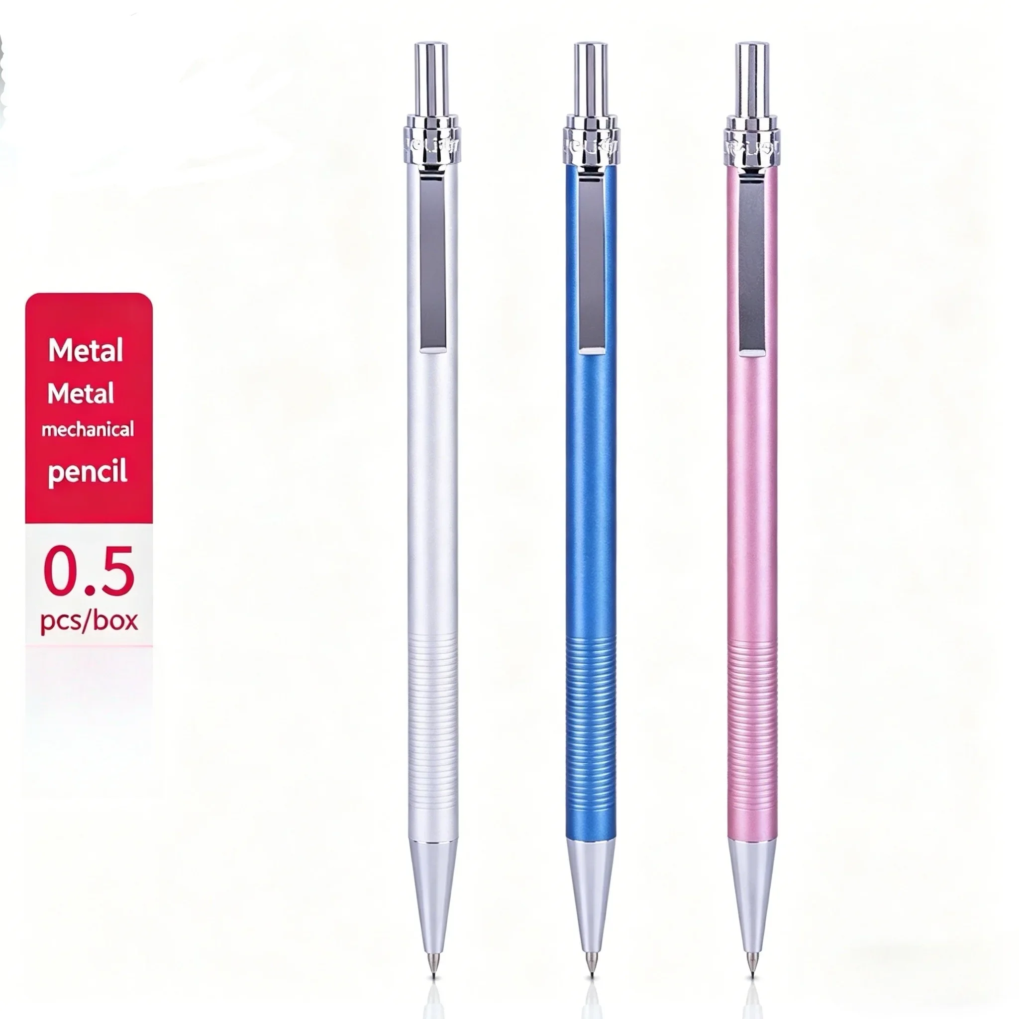 6492 0.5mm Full Metal Automatic Mechanical Pencil Press Type for Students Kids Writing Drawing School Stationery Random Color