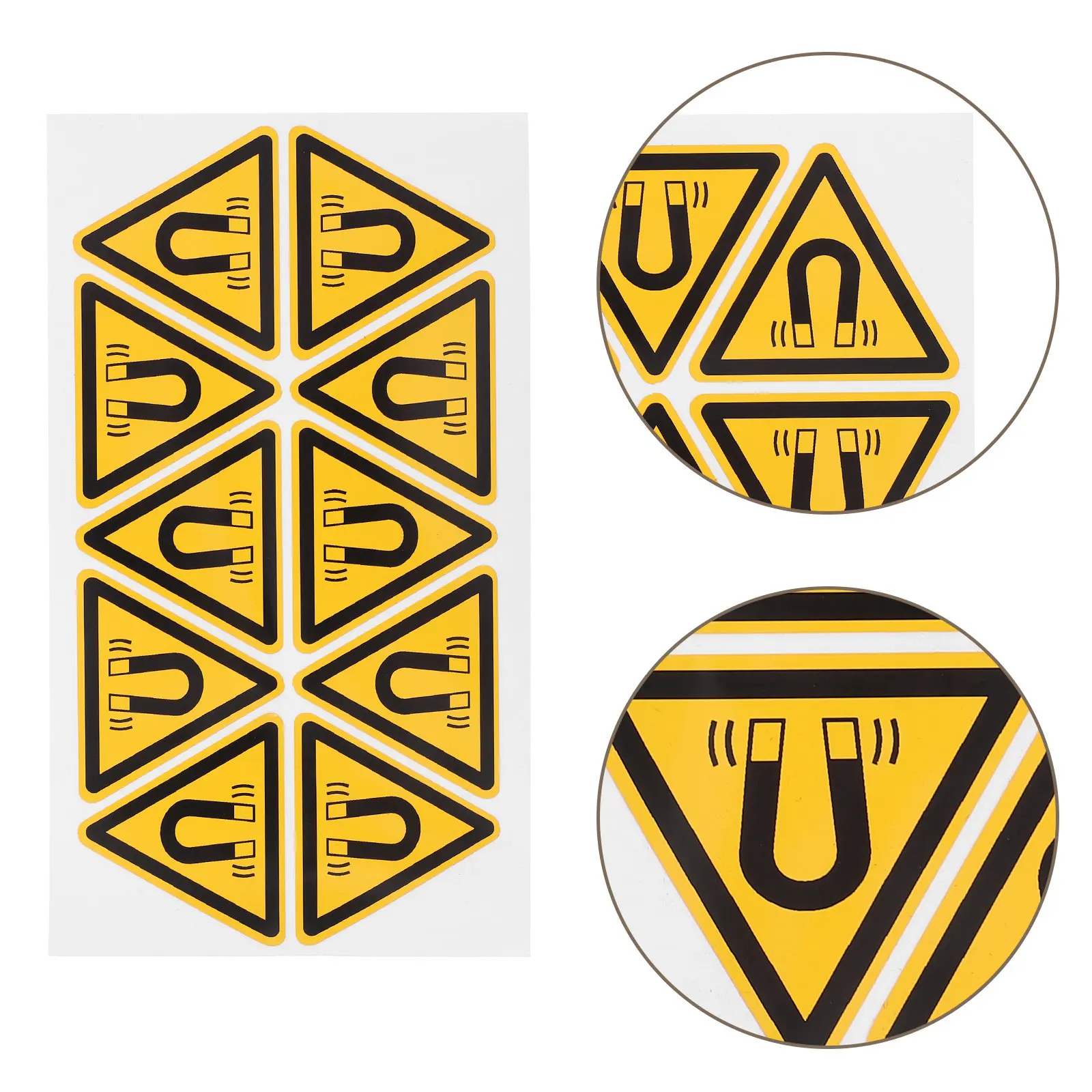 

10Pcs Magnetic Field Caution Stickers Waterproof Adhesive Safety Signs for Mechanical Equipment Operators Protective Warning