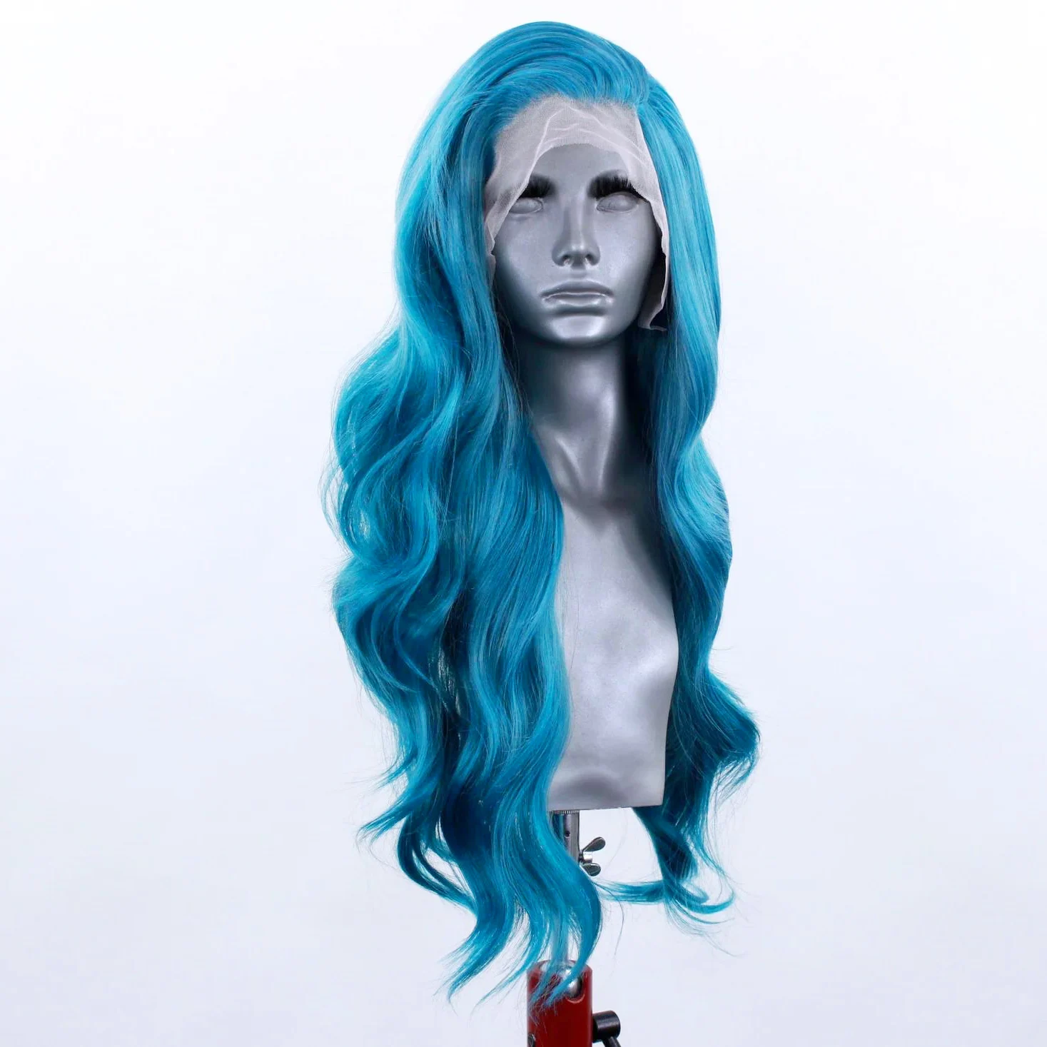 AIMEYA الأزرق شعر مستعار دانتيل 13x4 طويل الجسم موجة الباروكات جزء مجاني الاصطناعية الدانتيل الجبهة الباروكات للنساء شعري طبيعي ارتداء اليومي زي #4