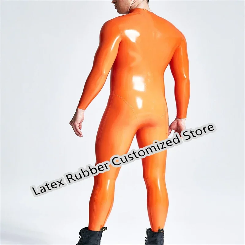 Latex Catsuit No Zip Neck Entry 3D Crotch Latex Unitard No Zip Entire Catsuit