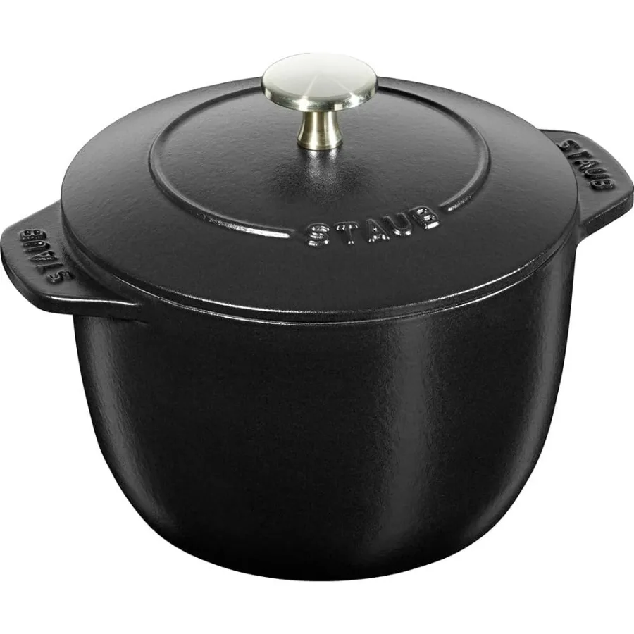 Olla de Arroz La Cocotte de GOHAN 40501-153 Negra L 6.9 pulgadas 20 cm, Juego de 3 Ollas de Hierro Fundido, Compatible con Inducción, Auténtica Japonesa Profesional