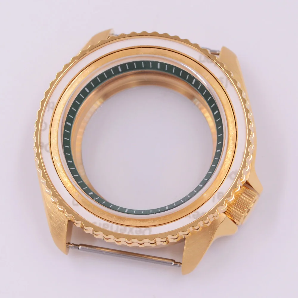 

41mm watch case multi-color bezel sapphire glass gold case equipped nh35 movement 3.8 crown